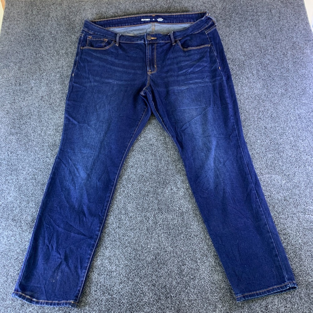 Old Navy Mid Rise Power Slim Straight Jeans Womens 18 (Fits 38X28) Blue 5-Pocket